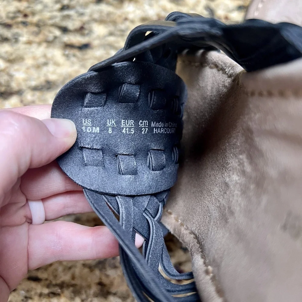 Naturalizer Black‎ Leather Woven Wedge Sandals Slides Comfortable Shoes - Picture 7 of 7